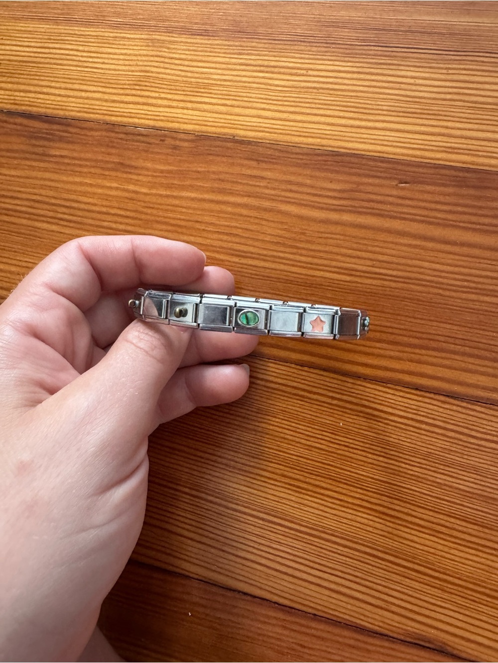 Vintage Lavello Links Silver Charm Bracelet with Colored Accents